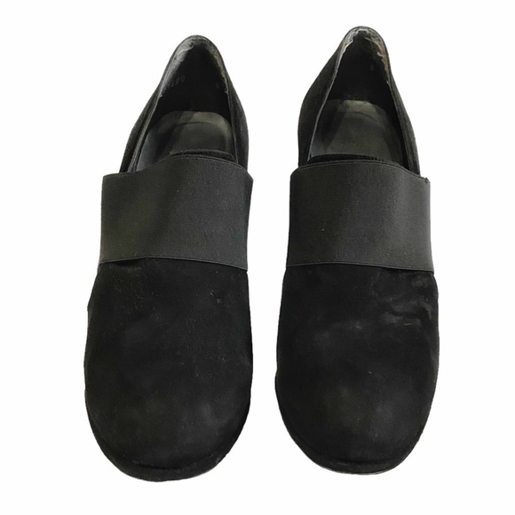 Stuart WEITZMAN BLACK SUEDE LARGE FRONT STRAP COVERED HEELS - 8 - Picture 2 of 9